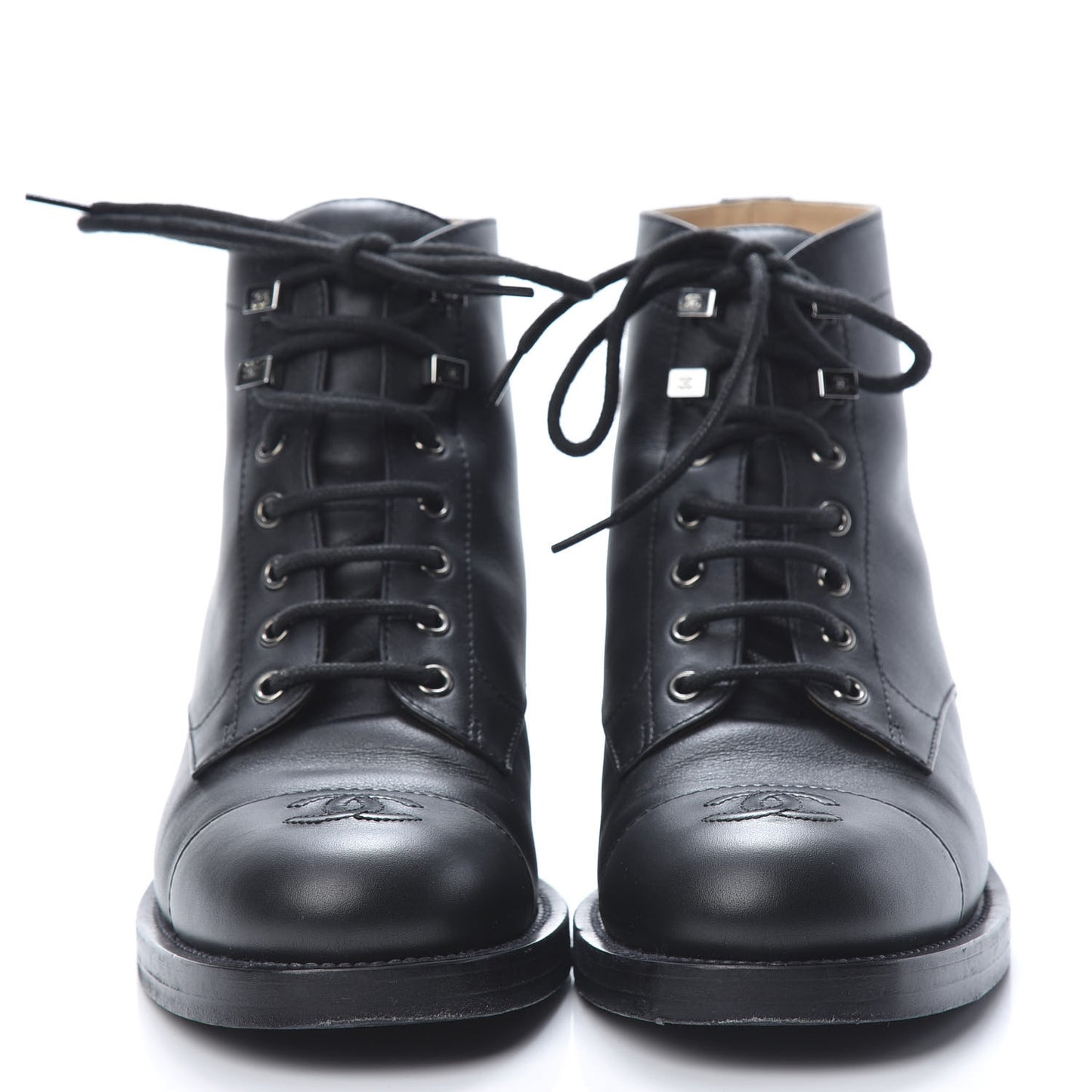 Calfskin Combat Boots 39.5 Black