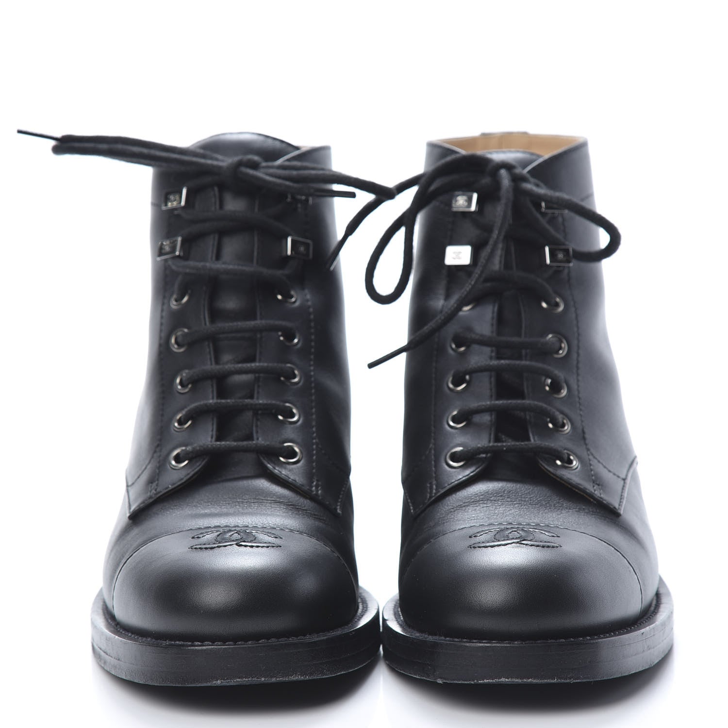 Chanel Calfskin Combat Boots 39.5 Black 2 of 11