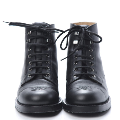 Chanel Calfskin Combat Boots 39.5 Black 2 of 11