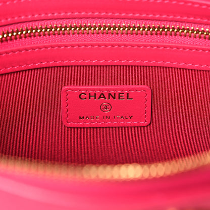 Chanel Shiny Goatskin Quilted Chanel 19 Pouch Dark Pink 6 of 11