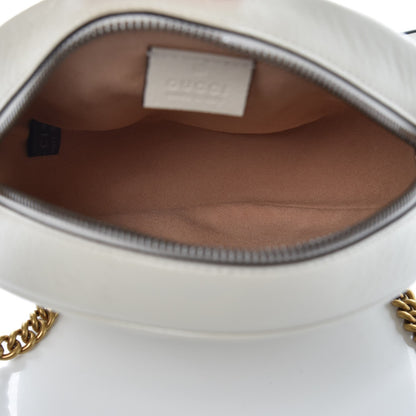Gucci Calfskin Matelasse Mini GG Marmont Round Shoulder Bag White 7 of 7