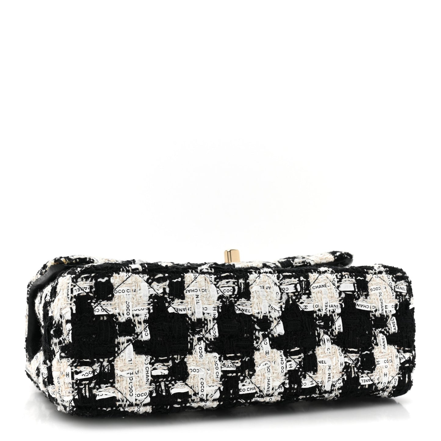Tweed Quilted Mini Rectangular Flap Black Ecru White