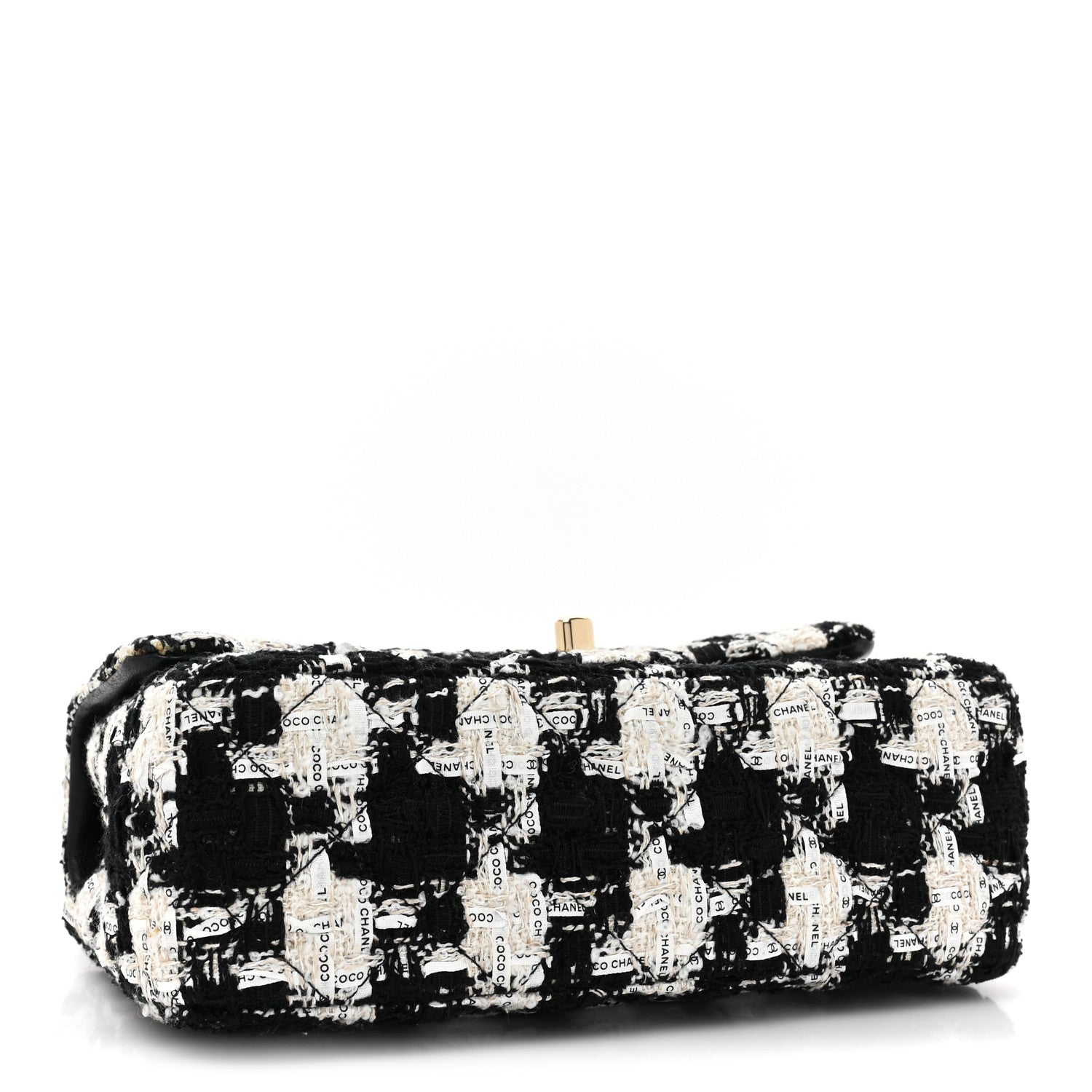 Chanel Tweed Quilted Mini Rectangular Flap Black Ecru White 4 of 10