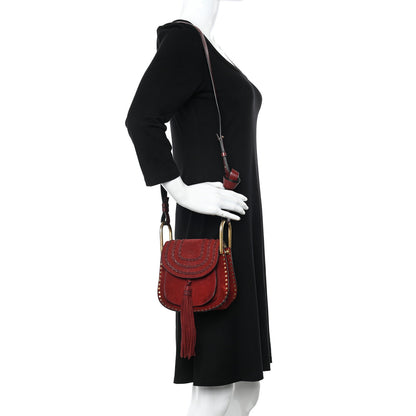 Chloe Suede Calfskin Braided Mini Hudson Shoulder Bag Sienna Red 2 of 10