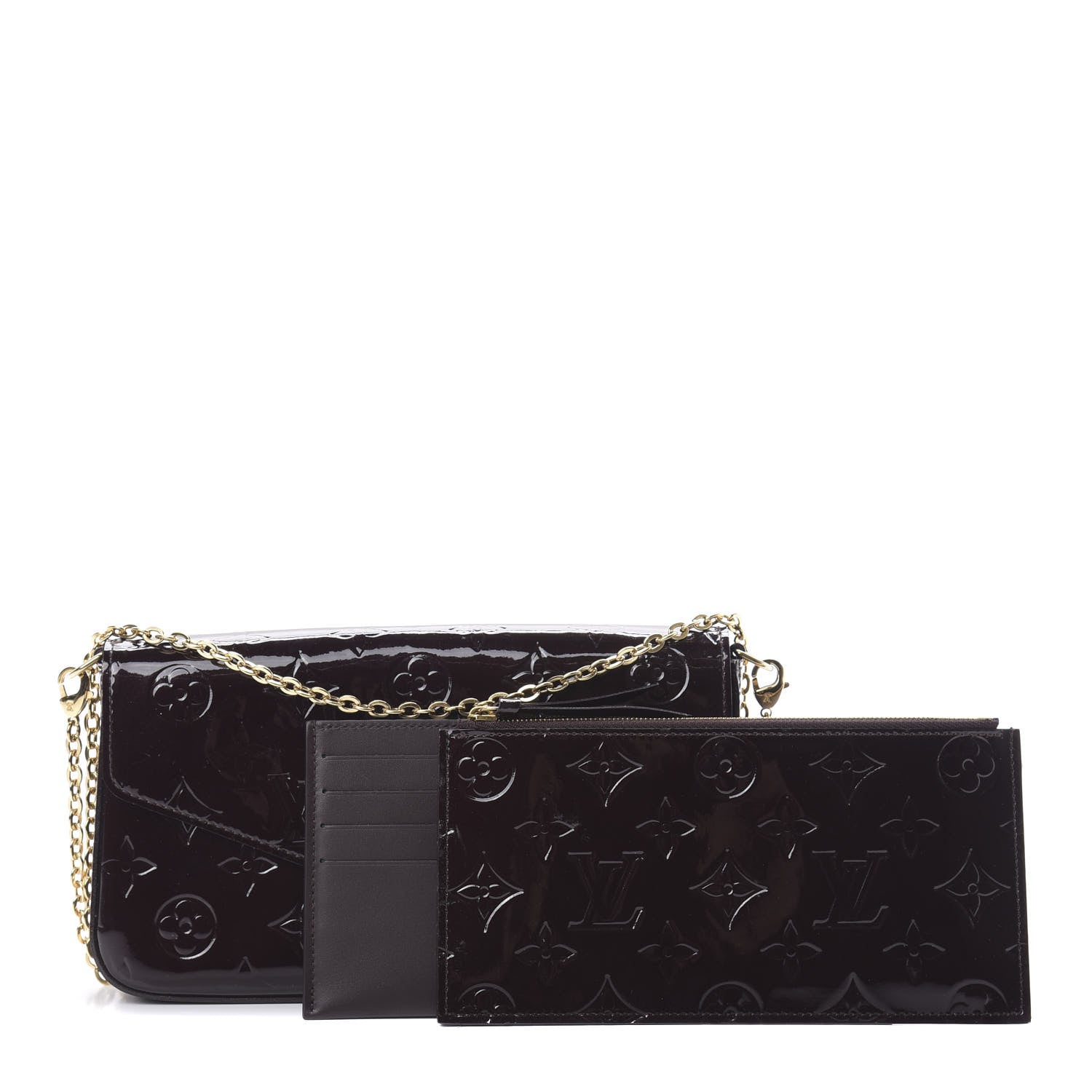 Louis Vuitton Vernis Pochette Felicie Chain Wallet Amarante 3 of 13