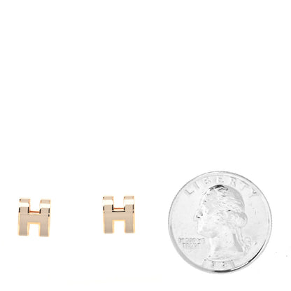 Hermes Rose Gold Lacquered Pop H Earrings Marron Glace 2 of 5