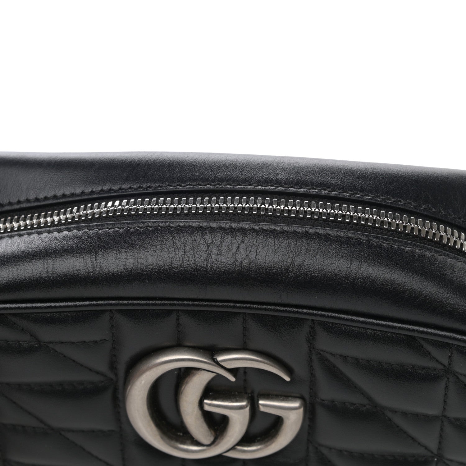 Gucci Calfskin Matelasse Aria Small GG Marmont Chain Shoulder Bag Black 10 of 10