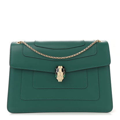 Bulgari Calfskin Serpenti Forever Snake Strap Crossbody Bag Emerald Green 1 of 11