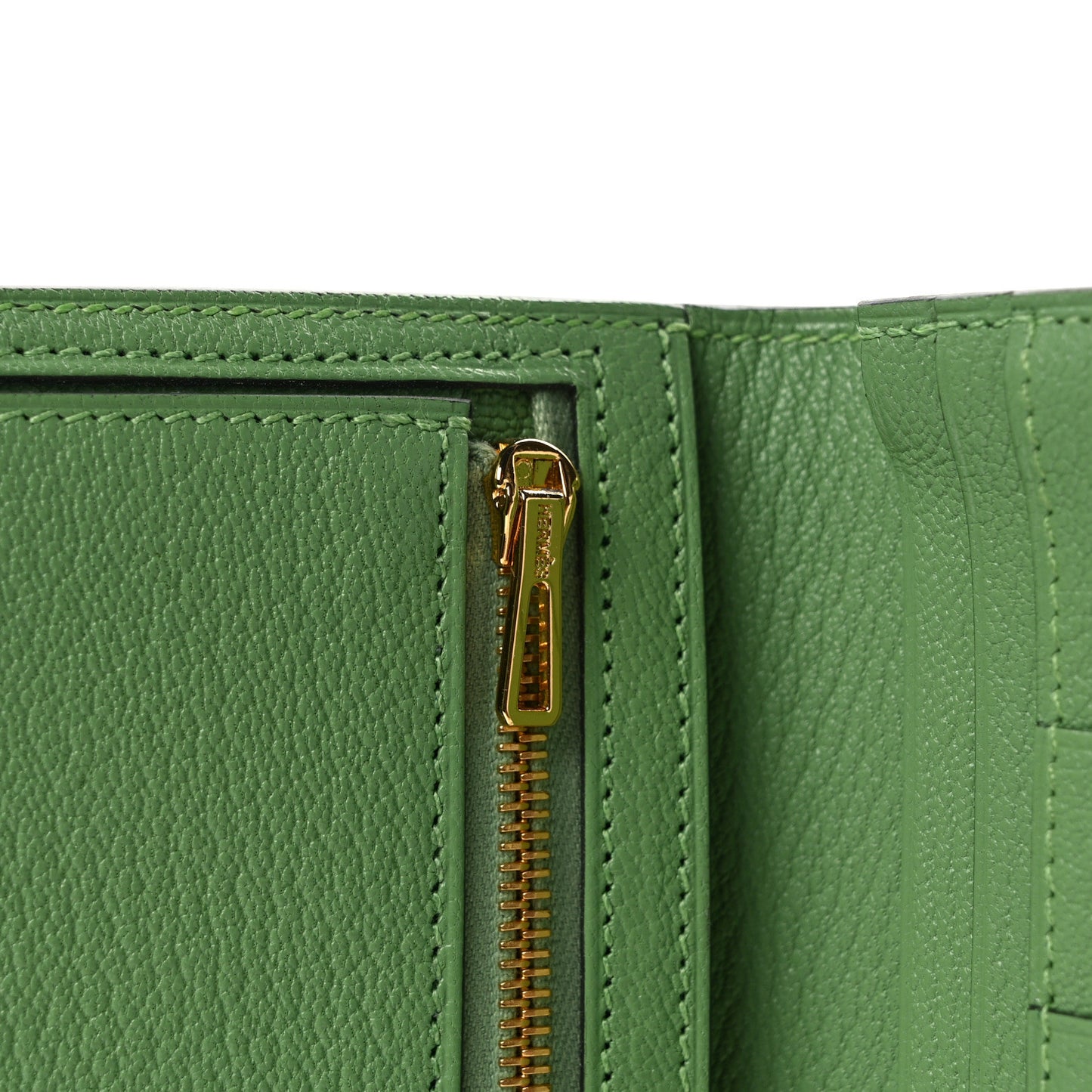 Chèvre Mysore Bearn Gusset Wallet Vert Criquet