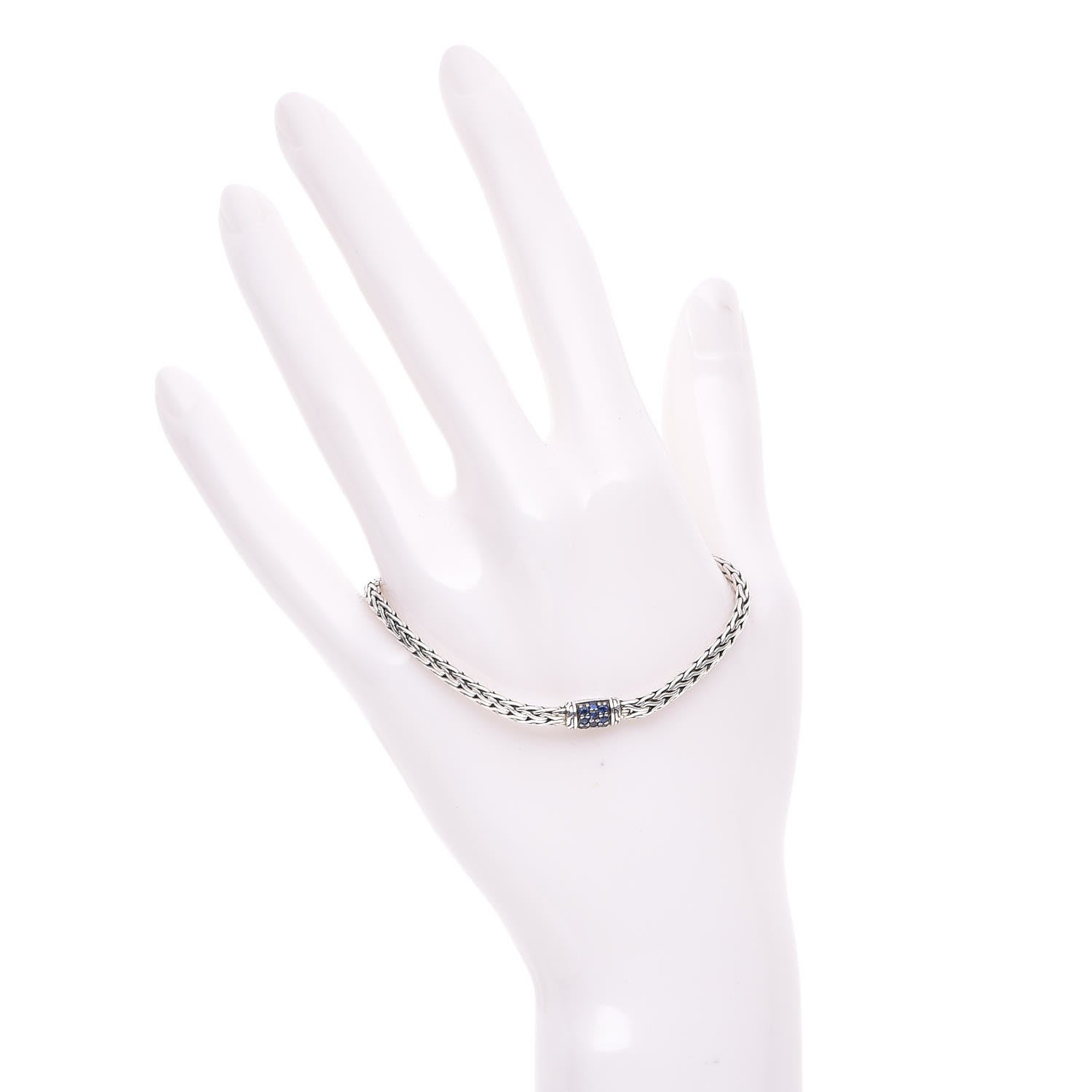 John Hardy Sterling Silver Blue Sapphire Classic Chain Station Bracelet 2 of 6