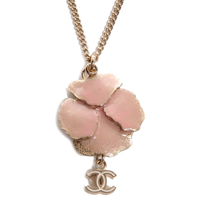 Chanel CC Camellia Flower Necklace Pink and Gold 4 of 6