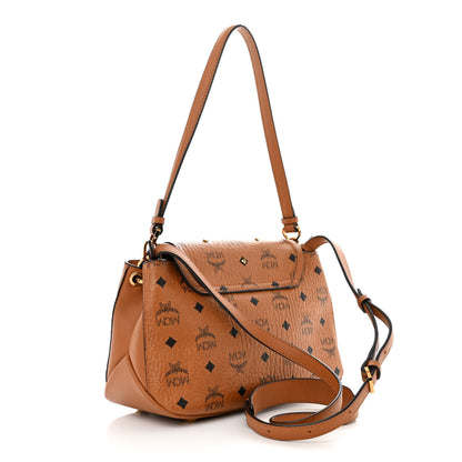 MCM Visetos Studded Flap Shoulder Bag Cognac 3 of 9