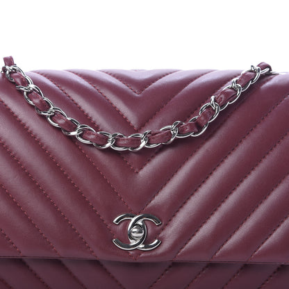 Chanel Lambskin Chevron Quilted Large Surpique Flap Dark Red 10 of 11