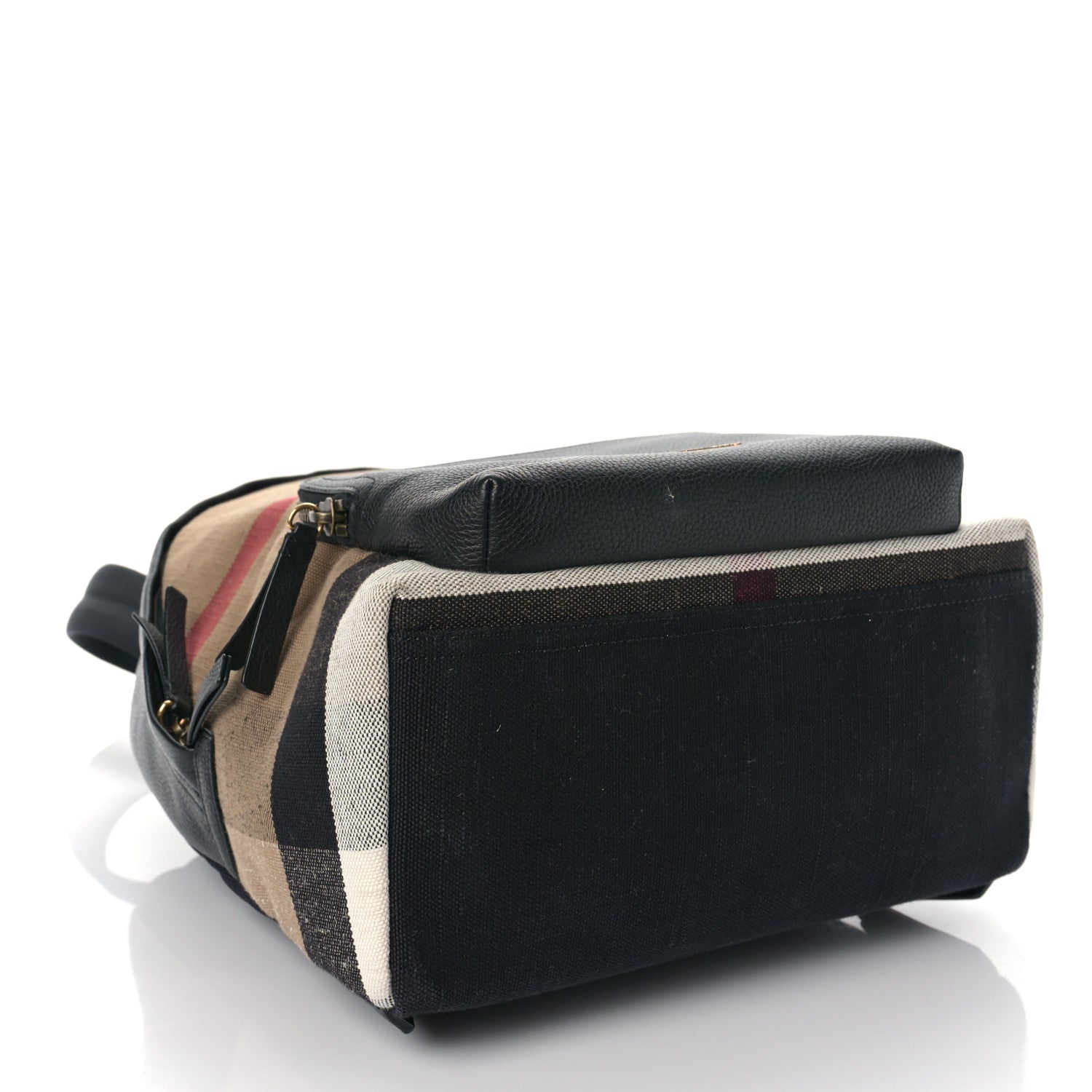 Burberry Mega Check Calfskin Abbeydale Simple Backpack Black Camel 4 of 8