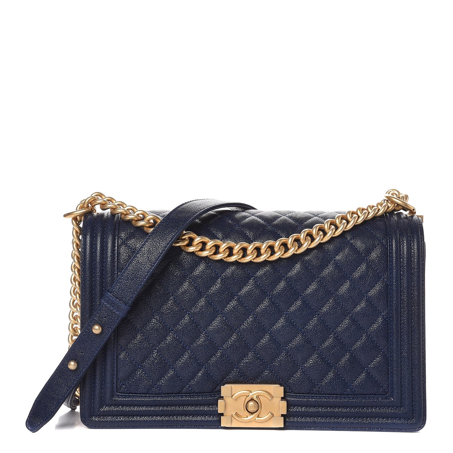 Chanel Caviar Quilted New Medium Boy Flap Navy 1 of 8
