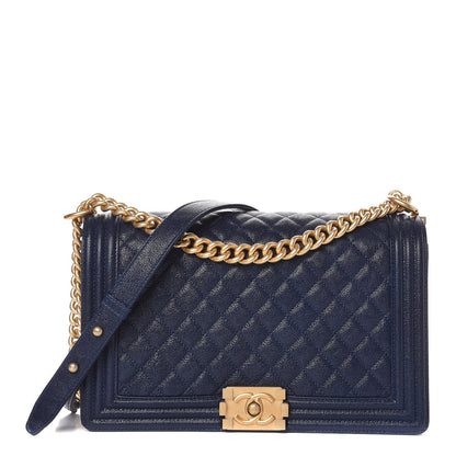 Chanel Caviar Quilted New Medium Boy Flap Navy 1 of 8