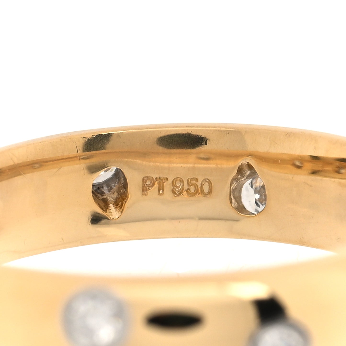 18K Yellow Gold Platinum Diamond 4mm Etoile Band Ring 51 5.75