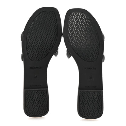 Hermes Rubber Aloha Sandals 38 Black 6 of 9