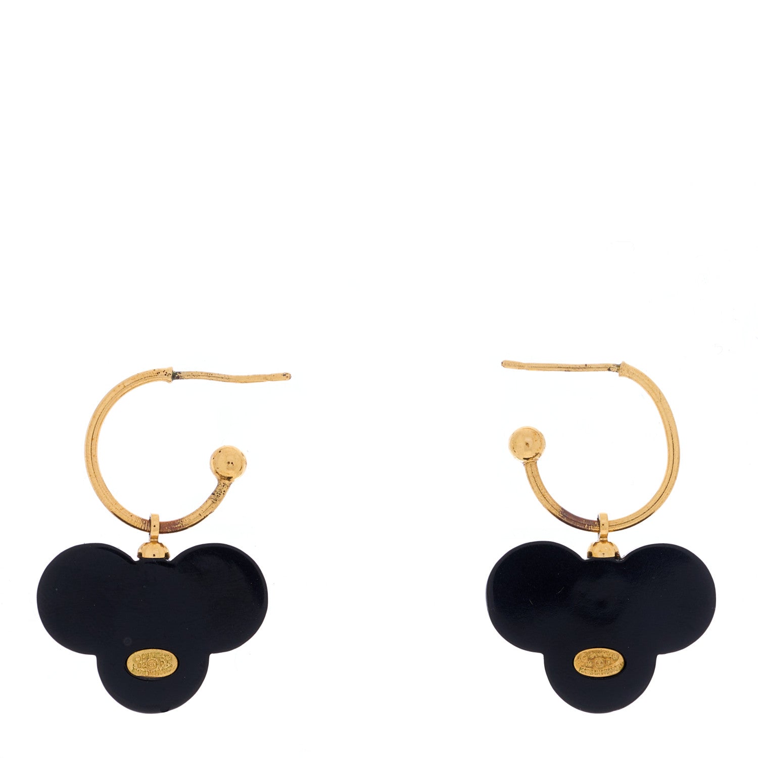 Chanel Resin Flower CC Drop Earrings Gold Black 3 of 4