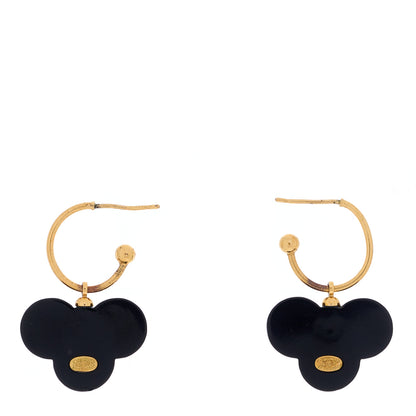 Chanel Resin Flower CC Drop Earrings Gold Black 3 of 4