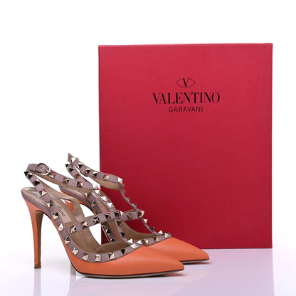 Valentino Garavani Nappa Rockstud Ankle Strap Pumps 36 Orange Poudre 17 of 17