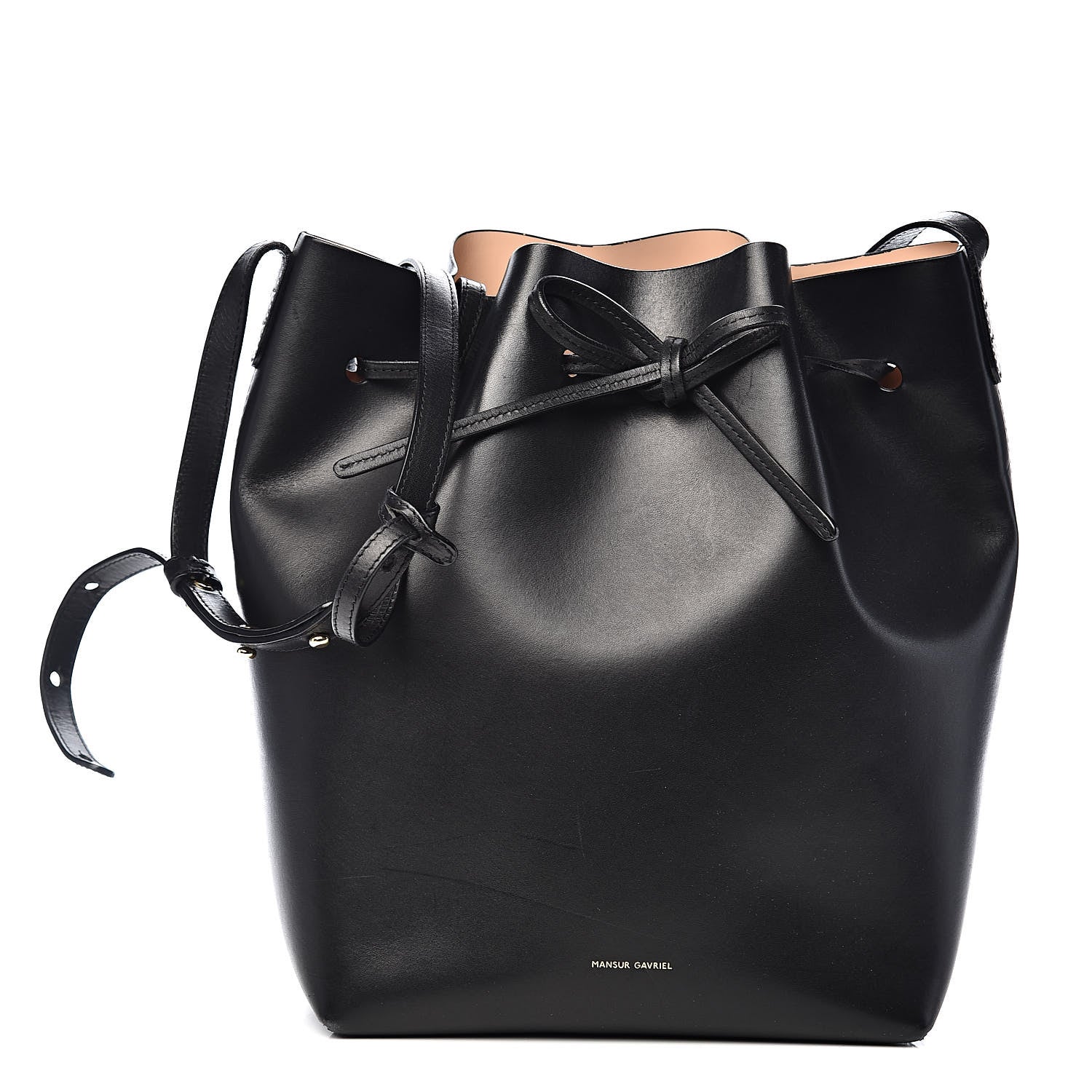 Mansur Gavriel Vegetable Tanned Calfskin Bucket Bag Black Ballerina 3 of 20