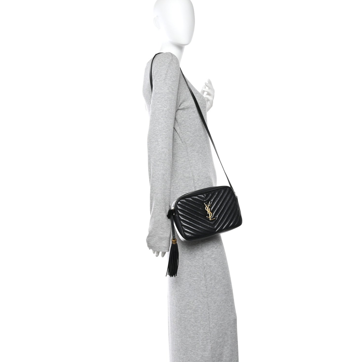 Saint Laurent Calfskin Matelasse Monogram Lou Camera Bag Black 3 of 10