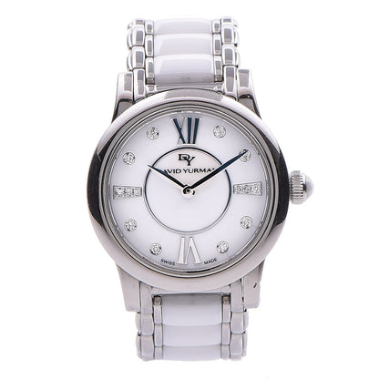 David Yurman Stainless Steel Ceramic Diamond 30mm Classic Quartz Watch White 1 of 8