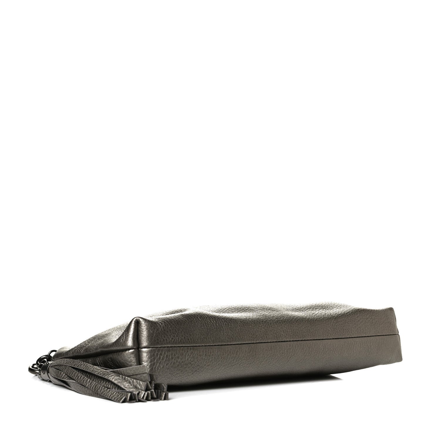 Metallic Pebbled Calfskin Tassel Clutch Pewter