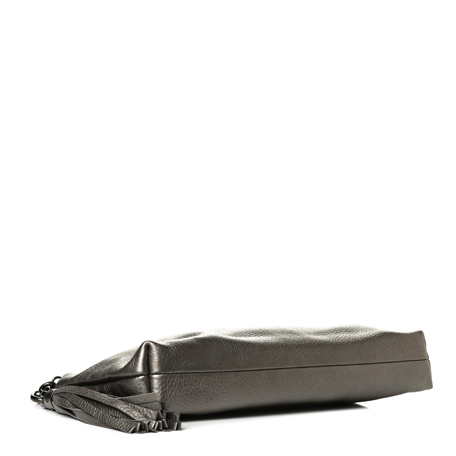 Gucci Metallic Pebbled Calfskin Tassel Clutch Pewter 7 of 10
