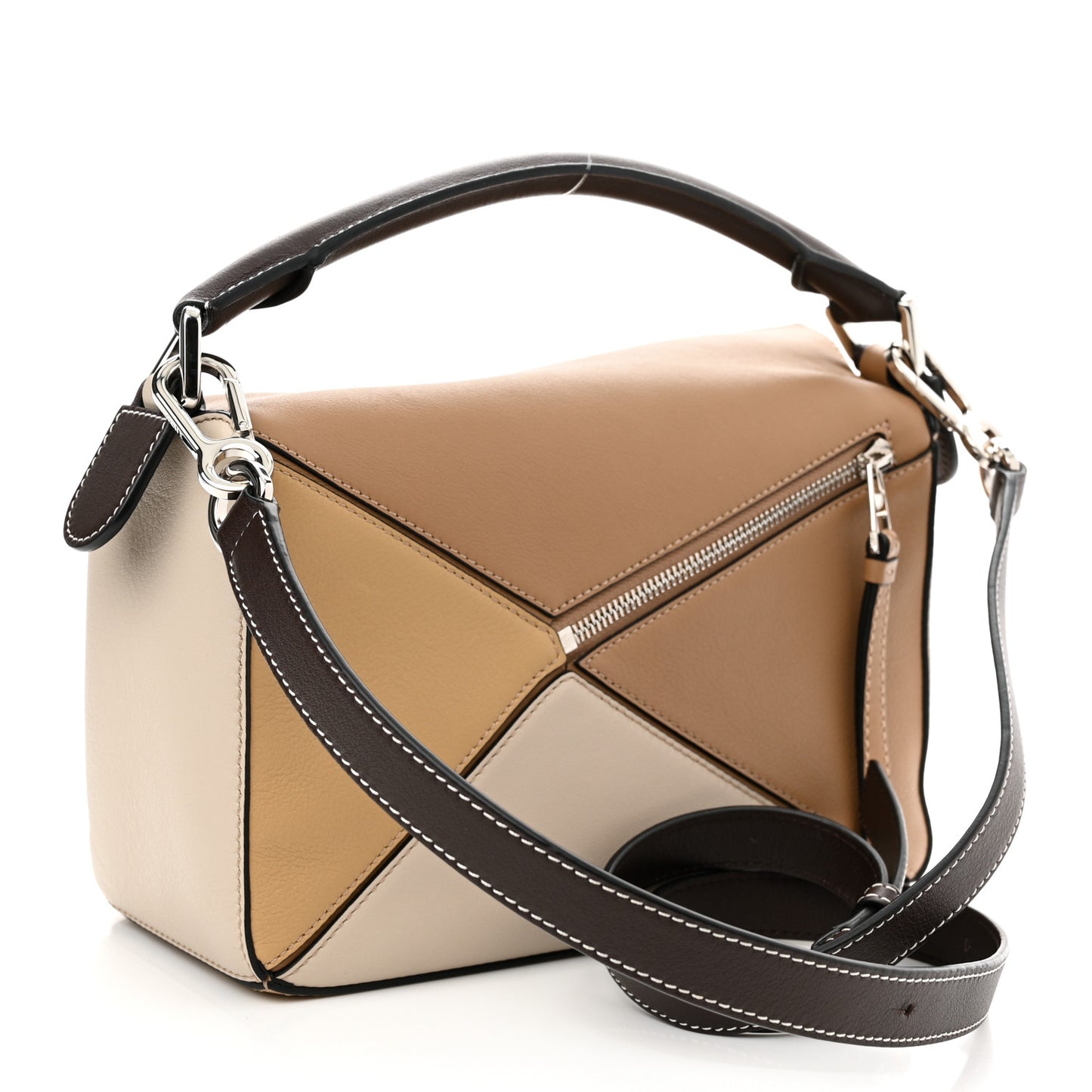 Calfskin Small Puzzle Bag Mocca Multicolor