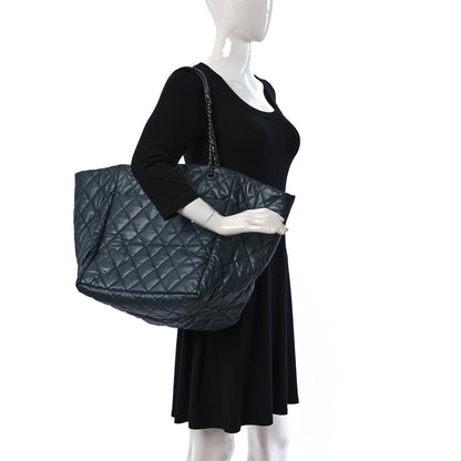 Chanel Metallic Lambskin Quilted Large Week End on Mars Tote Dark Grey 2 of 11