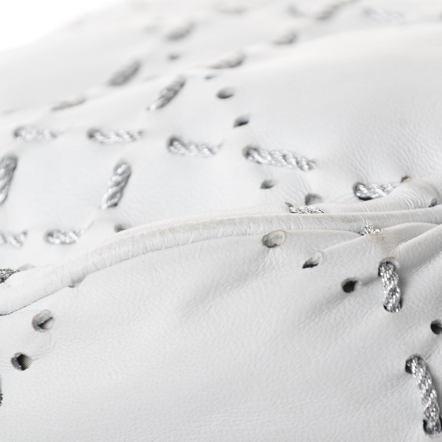 Christian Dior Lambskin Stitched Cannage Drawstring Bag White 13 of 13