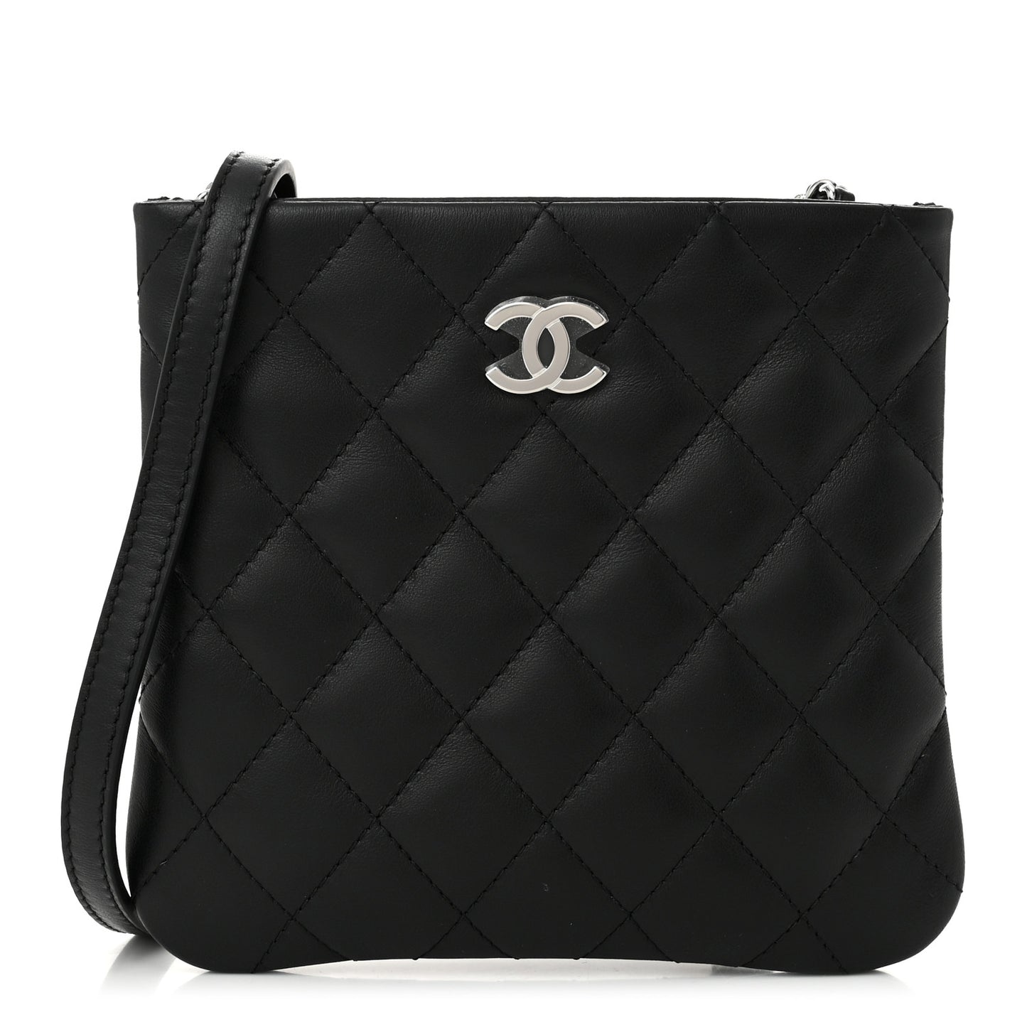 Lambskin Quilted Uniform Crossbody Bag Black