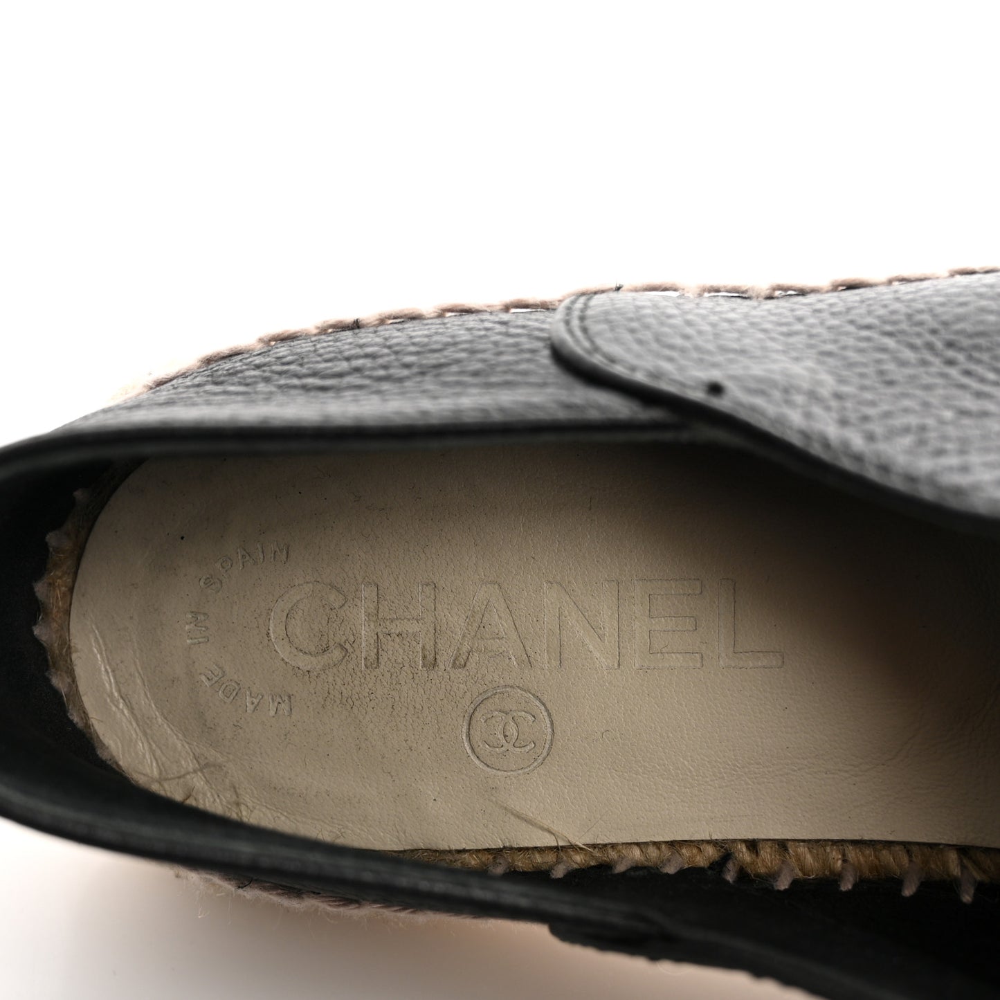 Grained Calfskin CC Espadrilles 39 Black