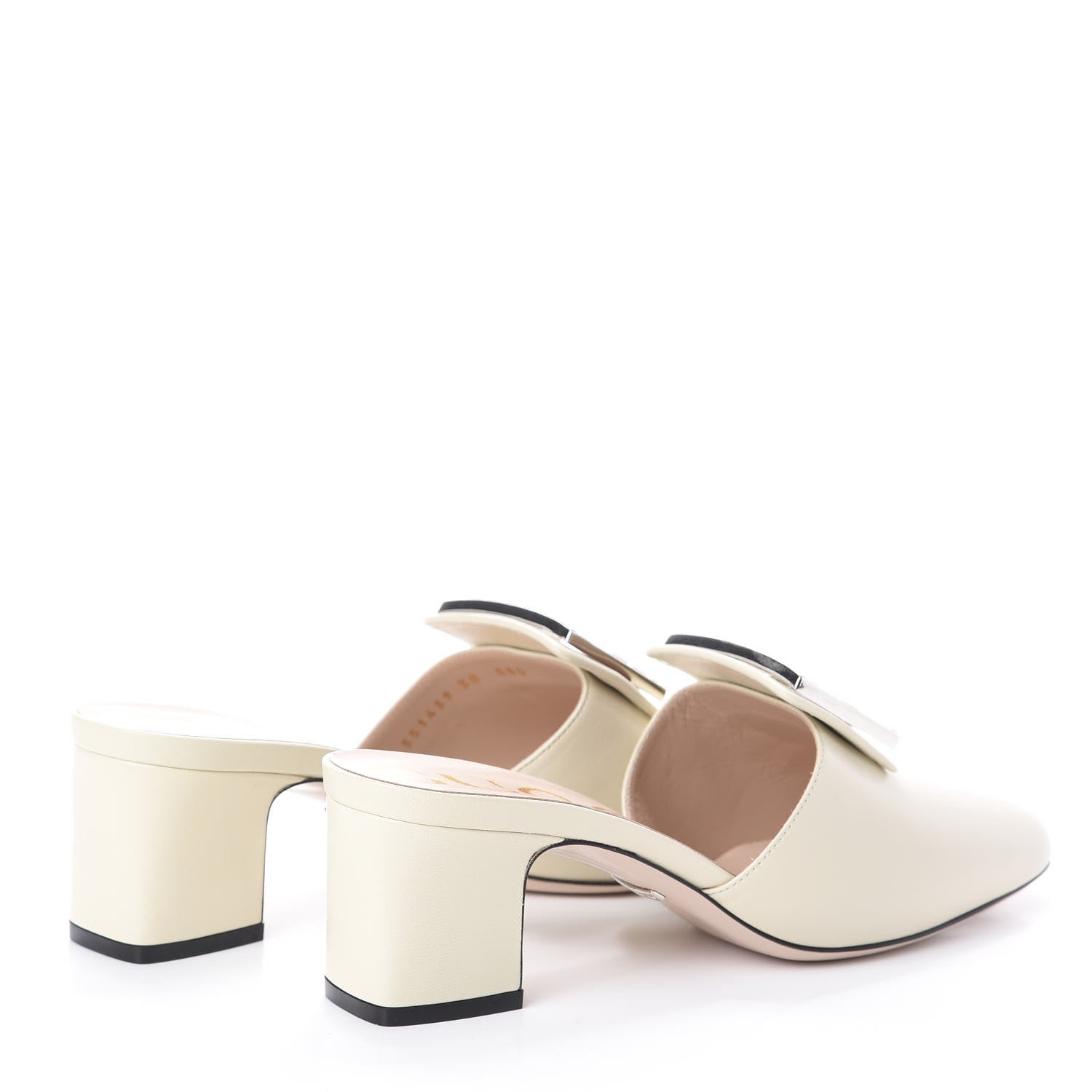 Gucci Malaga Kid Crystal Square G Madelyn Mules 38 Vintage White 4 of 7
