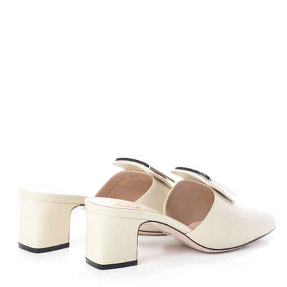 Gucci Malaga Kid Crystal Square G Madelyn Mules 38 Vintage White 4 of 7