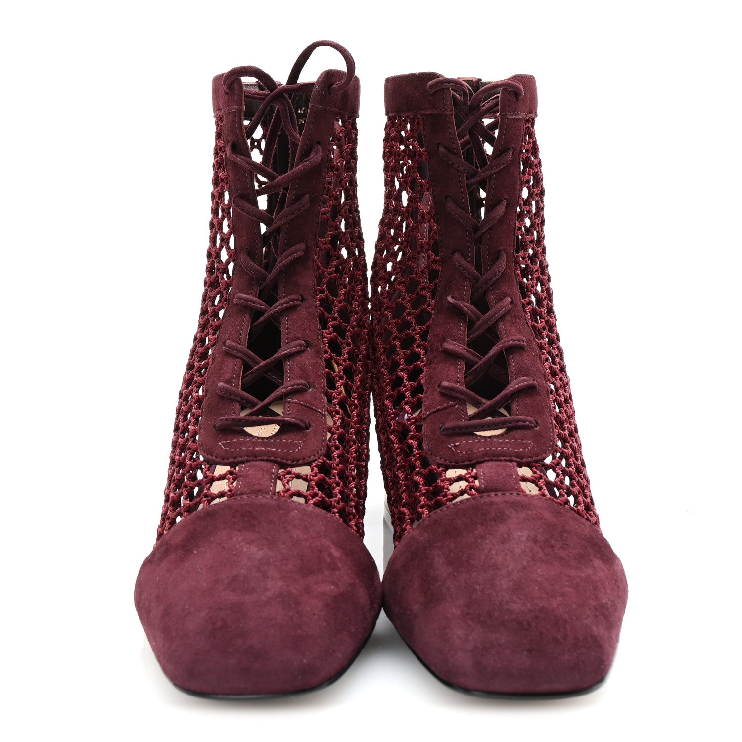 Christian Dior Suede Resille Naughtily-D 30mm Ankle Boots 35 Rouge Noir 3 of 10