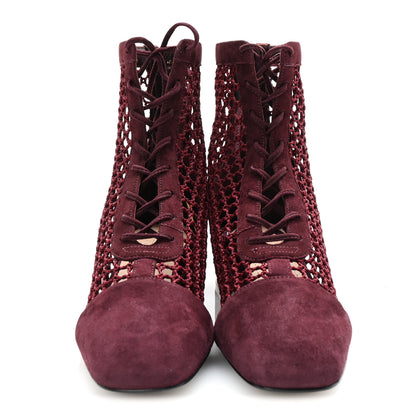 Christian Dior Suede Resille Naughtily-D 30mm Ankle Boots 35 Rouge Noir 3 of 10