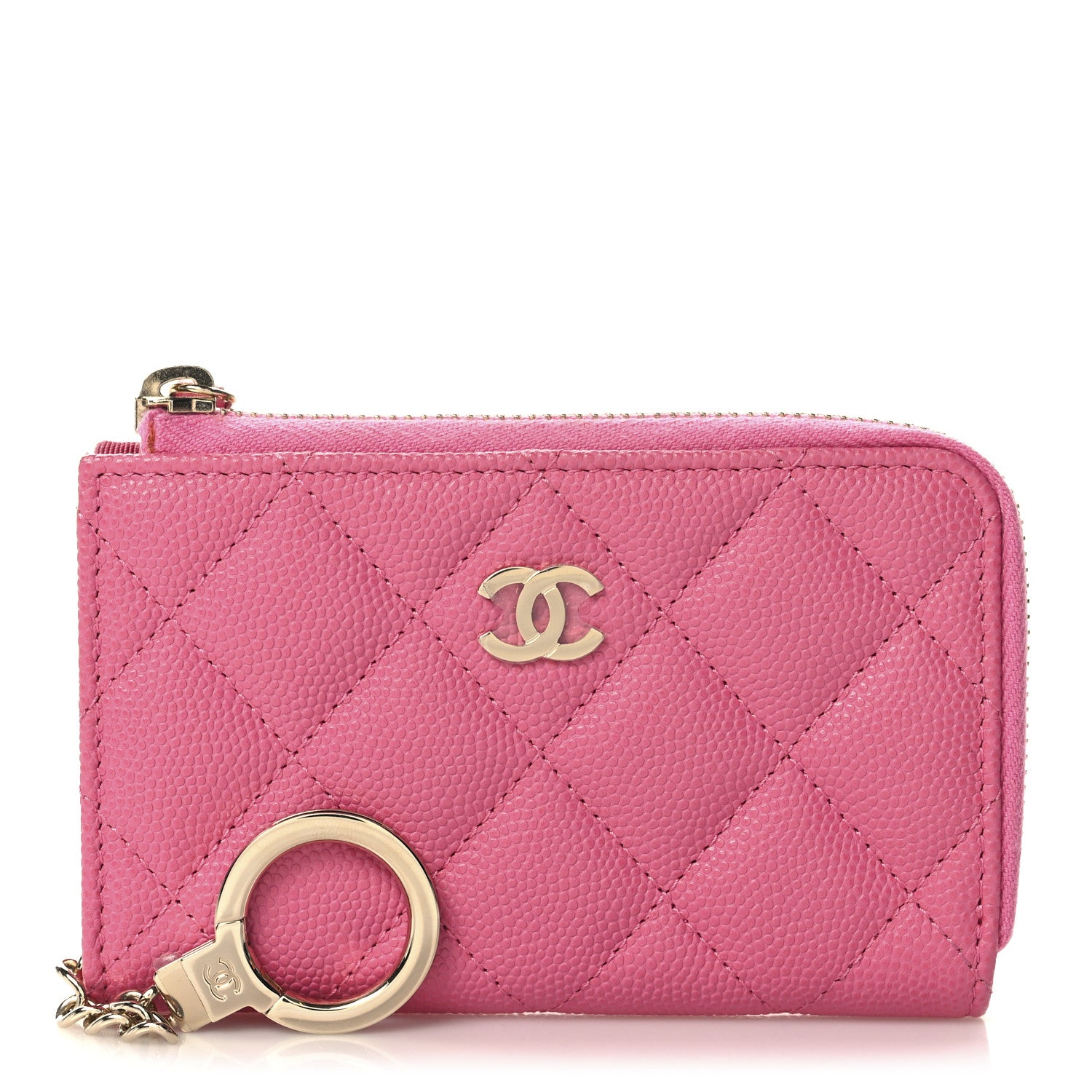 Chanel Caviar Quilted Zipped Key Holder Case Pink 1 of 7