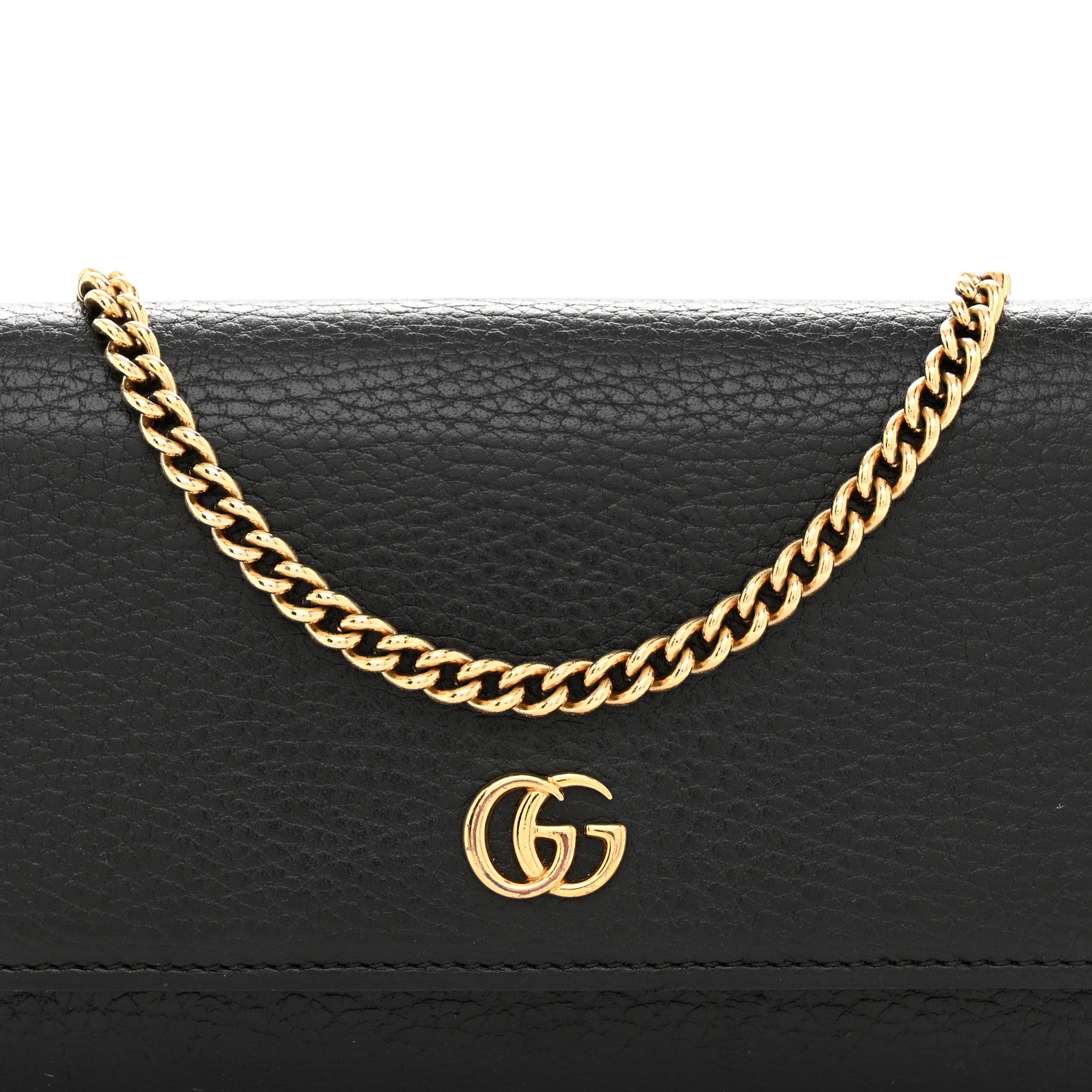 Gucci Dollar Calfskin Petite GG Marmont Wallet Chain Bag Black 8 of 11