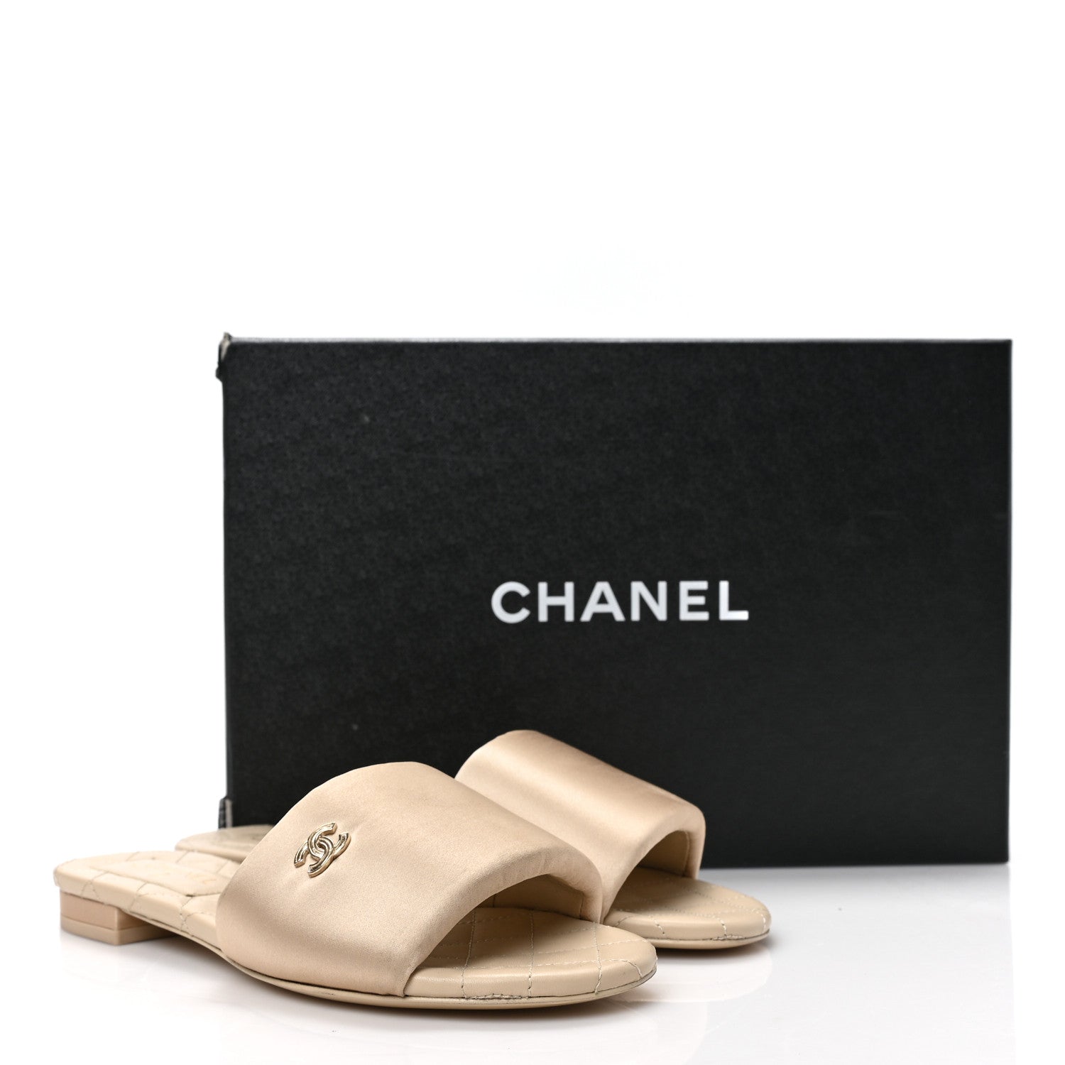 Chanel Satin Mule Sandals 35.5 Beige 8 of 8
