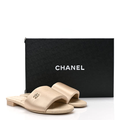 Chanel Satin Mule Sandals 35.5 Beige 8 of 8