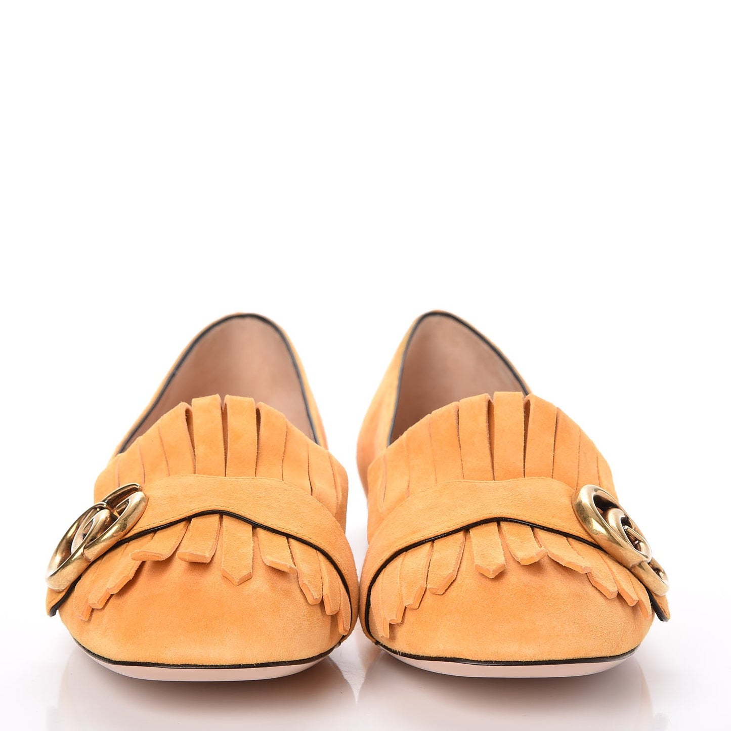 Kid Scamosciato GG Marmont Fringe Flats 39 Crystal Copper