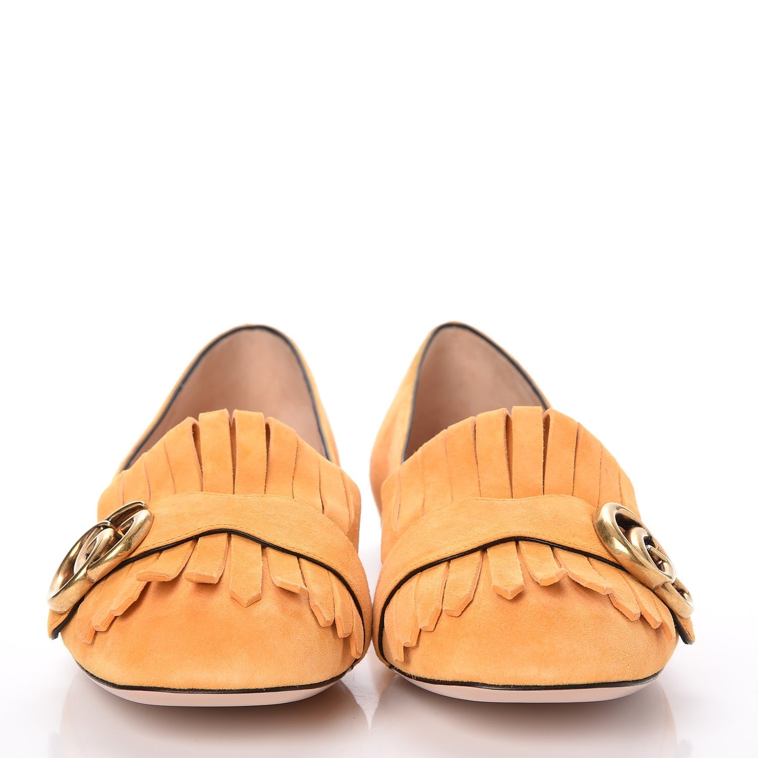 Gucci Kid Scamosciato GG Marmont Fringe Flats 39 Crystal Copper 2 of 10