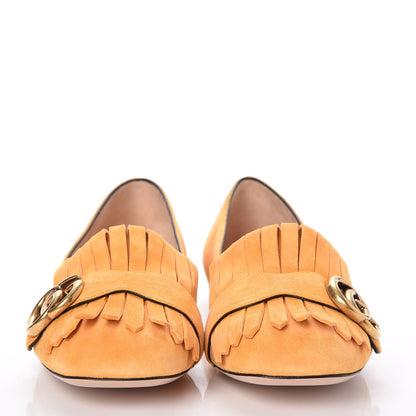 Gucci Kid Scamosciato GG Marmont Fringe Flats 39 Crystal Copper 2 of 10