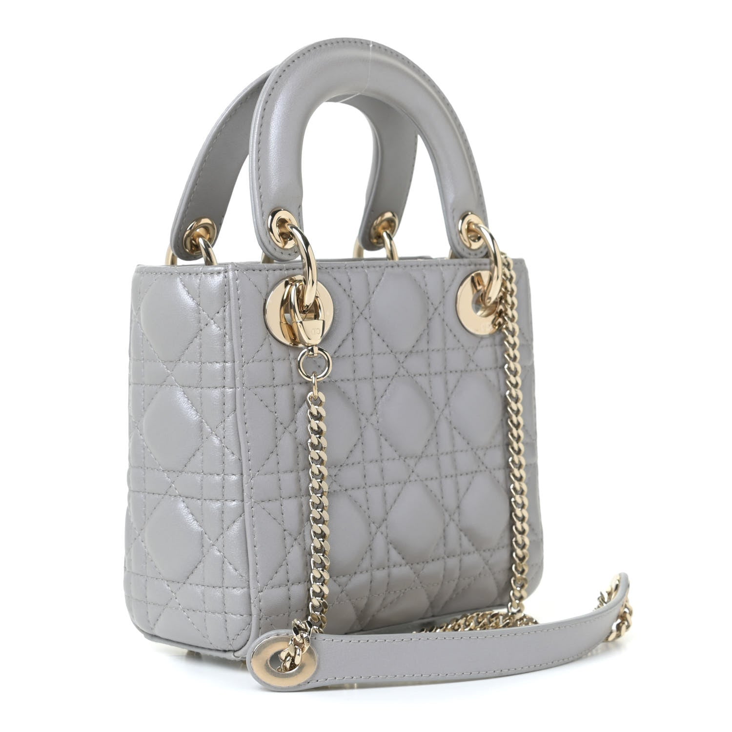 Christian Dior Metallic Lambskin Cannage Mini Lady Dior Grey 7 of 13