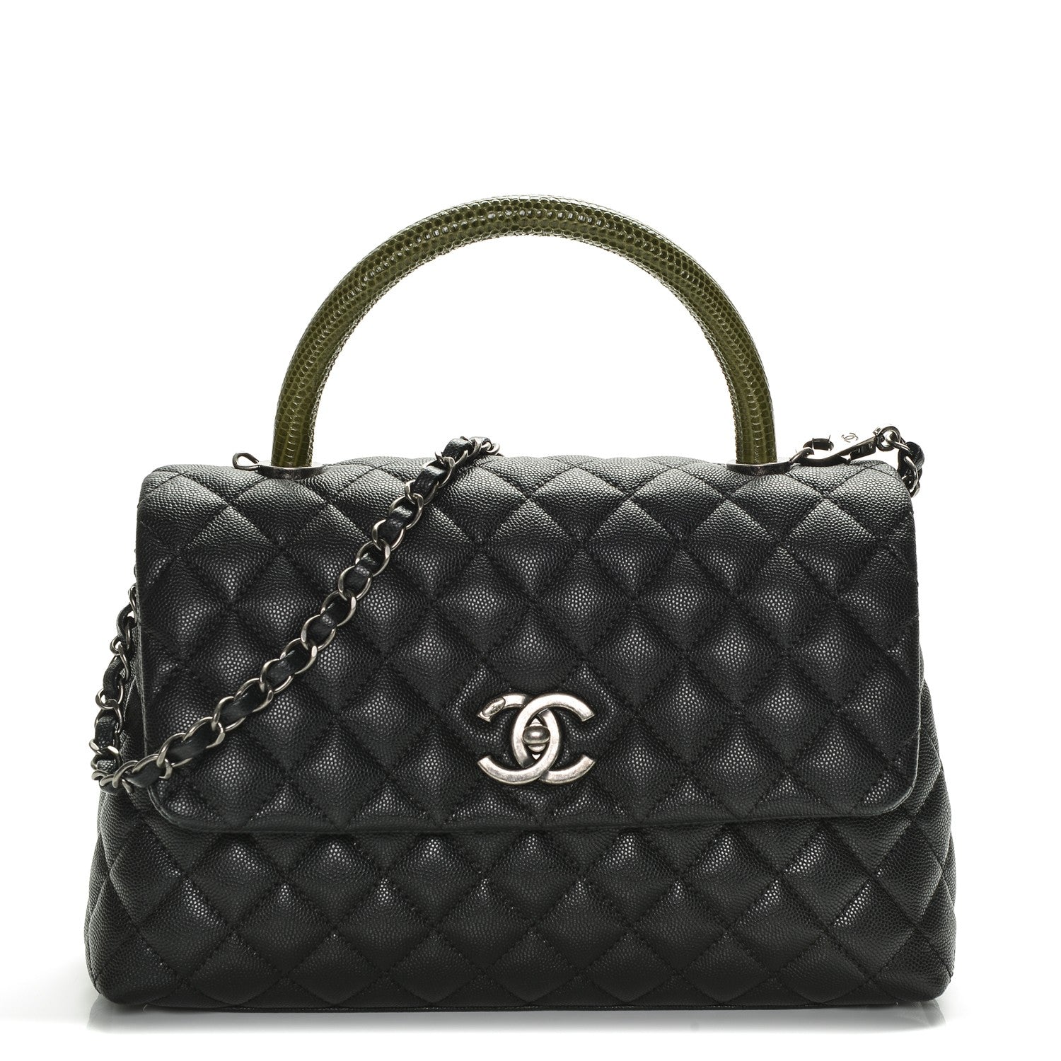 Chanel Caviar Lizard Quilted Small Coco Handle Flap Black 1 of 7