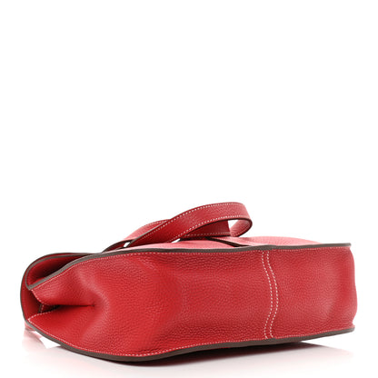 Hermes Taurillon Clemence Verso Halzan 31 GM Rouge Casaque Vermillion 4 of 11
