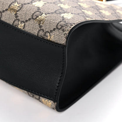Gucci GG Supreme Monogram Bees Small Padlock Tote Beige Oro Black 5 of 11